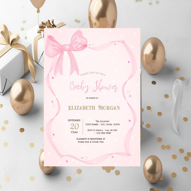 Hand Drawn Bow Elegant Frame Dots  Invitation (Creator Uploaded)