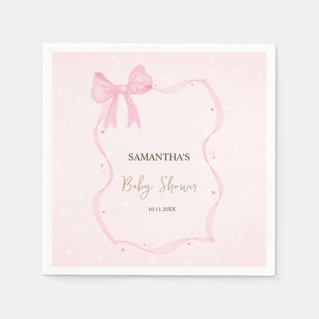 Hand Drawn Bow Elegant Frame Dots  Napkin (Front)