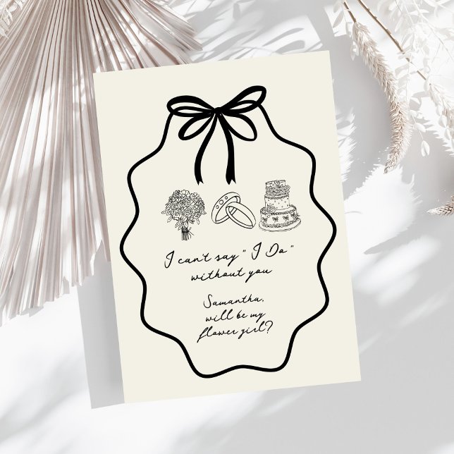Hand Drawn Bow Floral Flower Girl Proposal Invitation (Creator Uploaded)