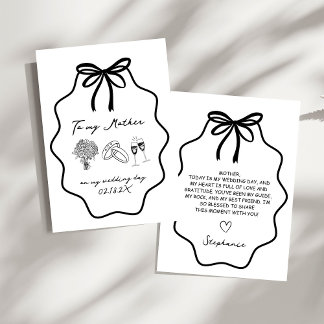 Hand Drawn Bow Floral To My Mother On My Wedding Invitation