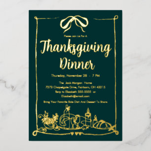 Hand Drawn Bow Frame Feast Thanksgiving Dinner