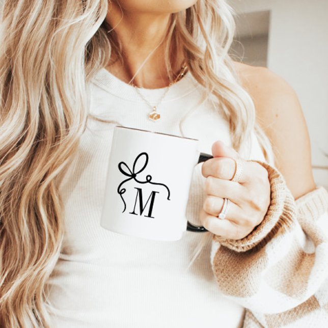 Hand Drawn Bow Monogram Personalized  Mug (Creator Uploaded)
