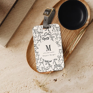 Hand Drawn Bow Personalized Luggage Tag