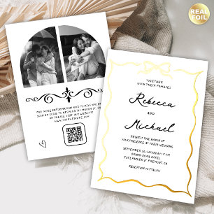 Hand Drawn Bow QR Code Photo Wedding Gold