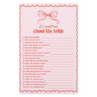 Hand Drawn Bow Red & Pink 20 Questions About Bride