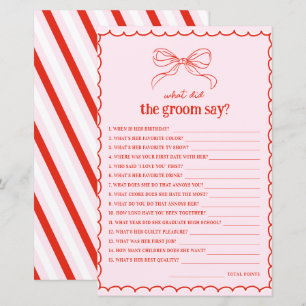 Hand Drawn Bow Red & Pink What Did the Groom Say