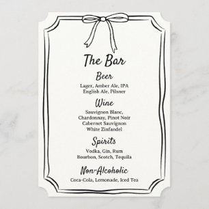 Hand Drawn Bow Scribble Modern Classic Wedding Bar Menu