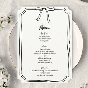 Hand Drawn Bow Scribble Modern Classic Wedding Menu