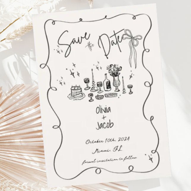 Hand Drawn Bow Squiggle Scribble Wedding  Invitation (Creator Uploaded)