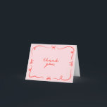 Hand Drawn Bow Thank You Card<br><div class="desc">This hand drawn thank you card template featuring cute hand drawn elements and a retro themed font pairing. Edit all wording and colours to make this invitation card fit your own personal style event theme.</div>
