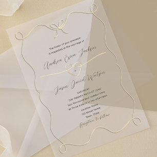 Hand Drawn Bow Transparent Wedding Acrylic Invitations