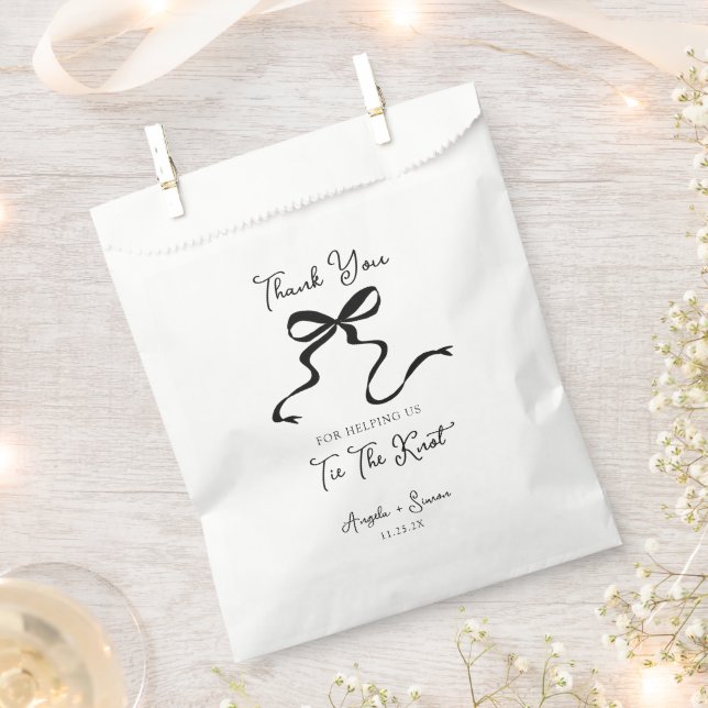 Hand drawn Bow Wedding Favour Paper Bag (Clipped)