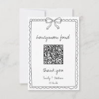 Hand Drawn Bow Wedding Honeymoon Fund QR Code Card
