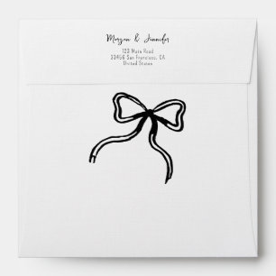 Hand drawn bow Wedding Personalized Envelope