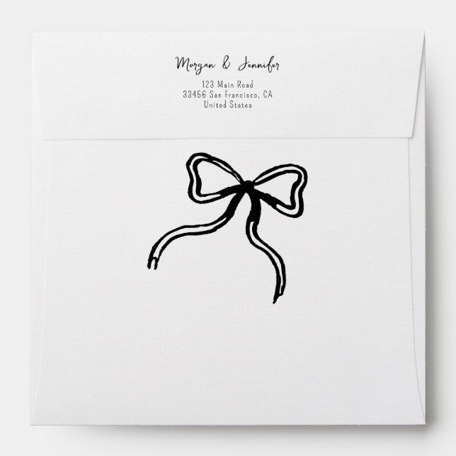 Hand drawn bow Wedding Personalized Envelope (Back (Top Flap))