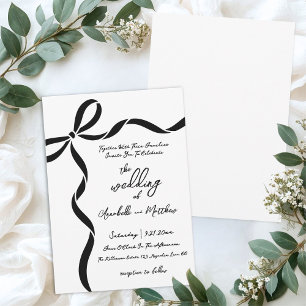 Hand Drawn Bow Whimsical Wedding Invitation