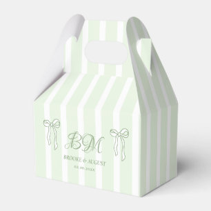 Hand Drawn Bow White and Green Wedding  Favor Box