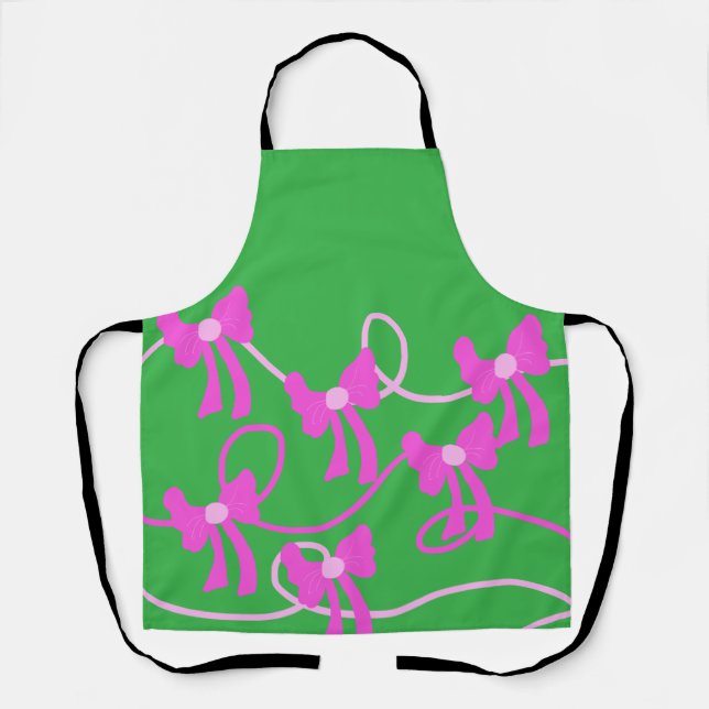 Hand-drawn Bows Pink  Yellow Lovers Apron (Front)