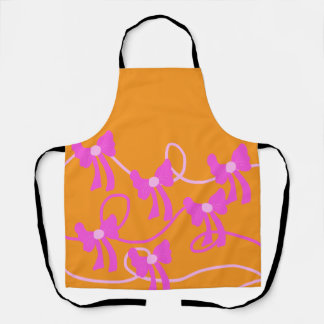 Hand-drawn Bows Pink Yellow Lovers Apron