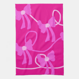 Hand-drawn Bows Pink Yellow Lovers Kitchen Towel