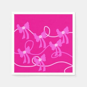Hand-drawn Bows Pink Yellow Lovers Napkin