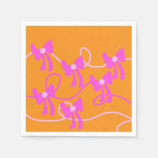 Hand-drawn Bows Pink  Yellow Lovers Napkin