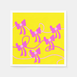 Hand-drawn Bows Pink Yellow Lovers Napkin