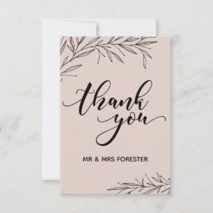 Hand Drawn Branch Flat Thank You Card