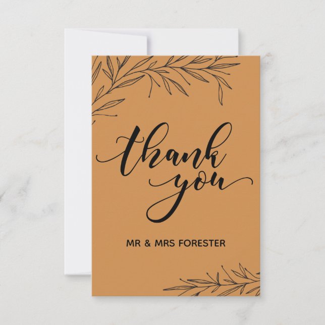 Hand Drawn Branch Flat Thank You Card (Front)