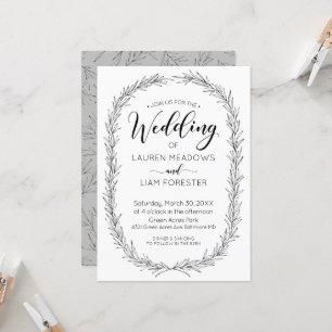 Hand Drawn Branch Frame Wedding Invitation