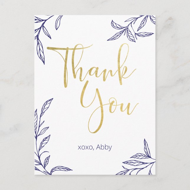 Hand Drawn Branches Thank You Postcard (Front)