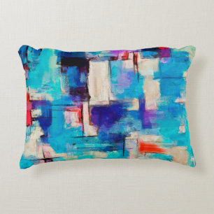 Hand drawn bright painting, background in impressi accent pillow