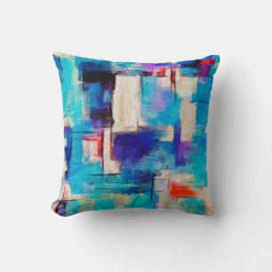 Hand drawn bright painting, background in impressi throw pillow