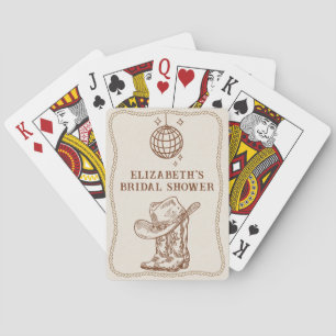 Hand Drawn Brown Cowgirl Western Boots Disco Party Playing Cards