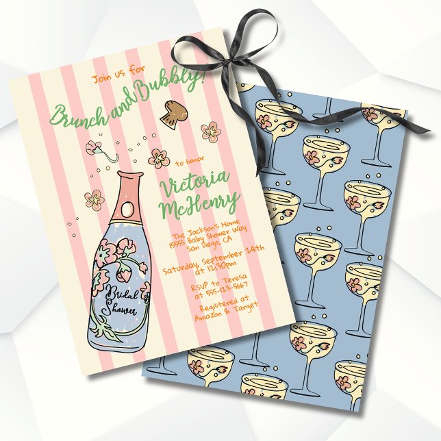 Hand Drawn Brunch and Bubbly Bridal Shower Invitation (Creator Uploaded)