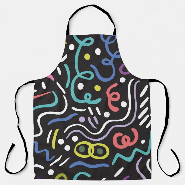 Hand drawn brush. Abstract pattern, zigzags, lines Apron (Front)