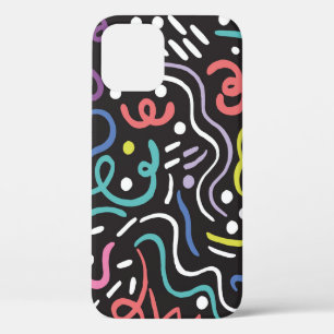 Hand-drawn brush pattern, zigzag lines. iPhone 12 case