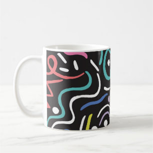 Hand-drawn brush pattern, zigzag lines. coffee mug