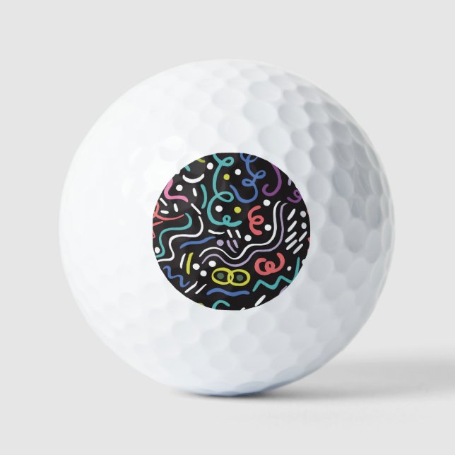 Hand-drawn brush pattern, zigzag lines. golf balls (Front)