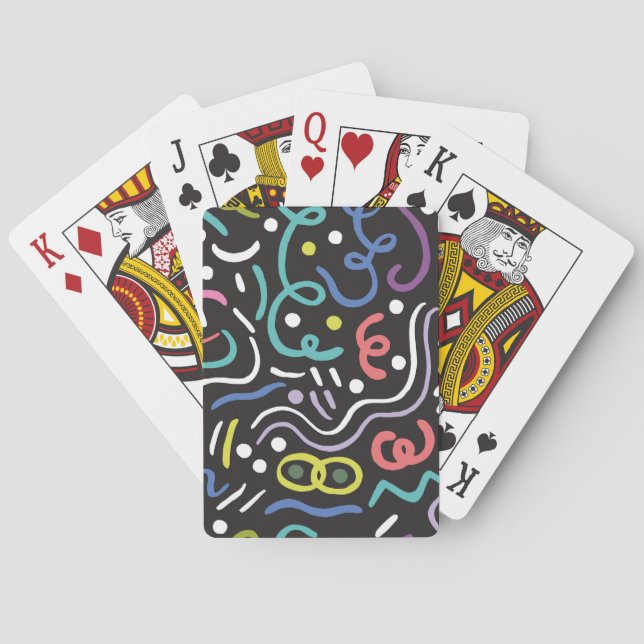 Hand-drawn brush pattern, zigzag lines. playing cards (Back)