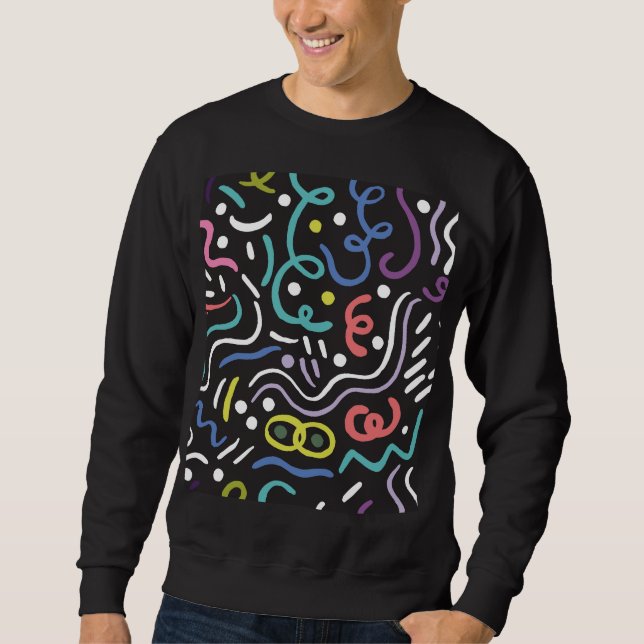 Hand-drawn brush pattern, zigzag lines. sweatshirt (Front)