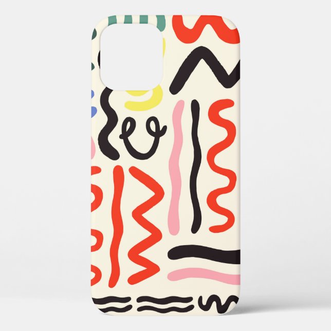 Hand drawn brush pattern, zigzags, lines and curve Case-Mate iPhone case (Back)