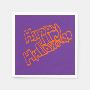 Hand Drawn Bubble Lettering Happy Halloween Napkin
