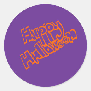 Hand-drawn bubble lettering of Happy Halloween Classic Round Sticker
