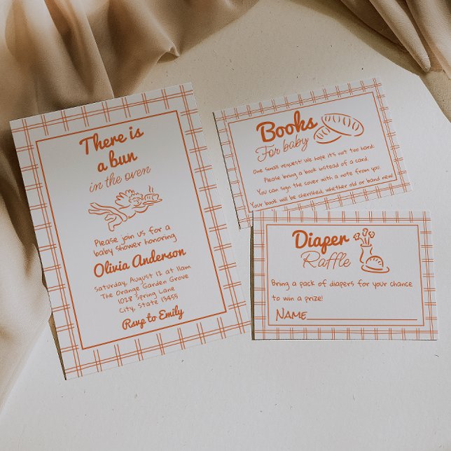 Hand Drawn Bun In The Oven Cupid Angel Baby Shower Invitation (Creator Uploaded)