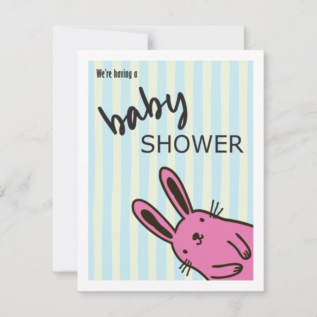 Hand Drawn Bunny Baby Shower Invitation Template (Front)