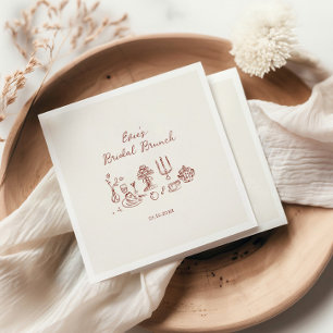 Hand Drawn Burgundy Bridal Brunch Napkin