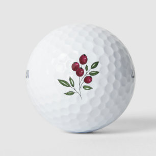 Hand Drawn Burgundy Red Berries Golf Balls