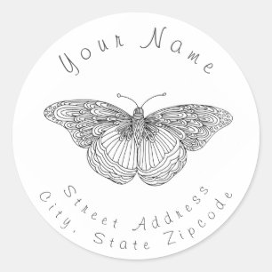 'Hand Drawn Butterfly' Address Label