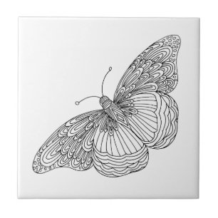 Hand Drawn Butterfly Tile